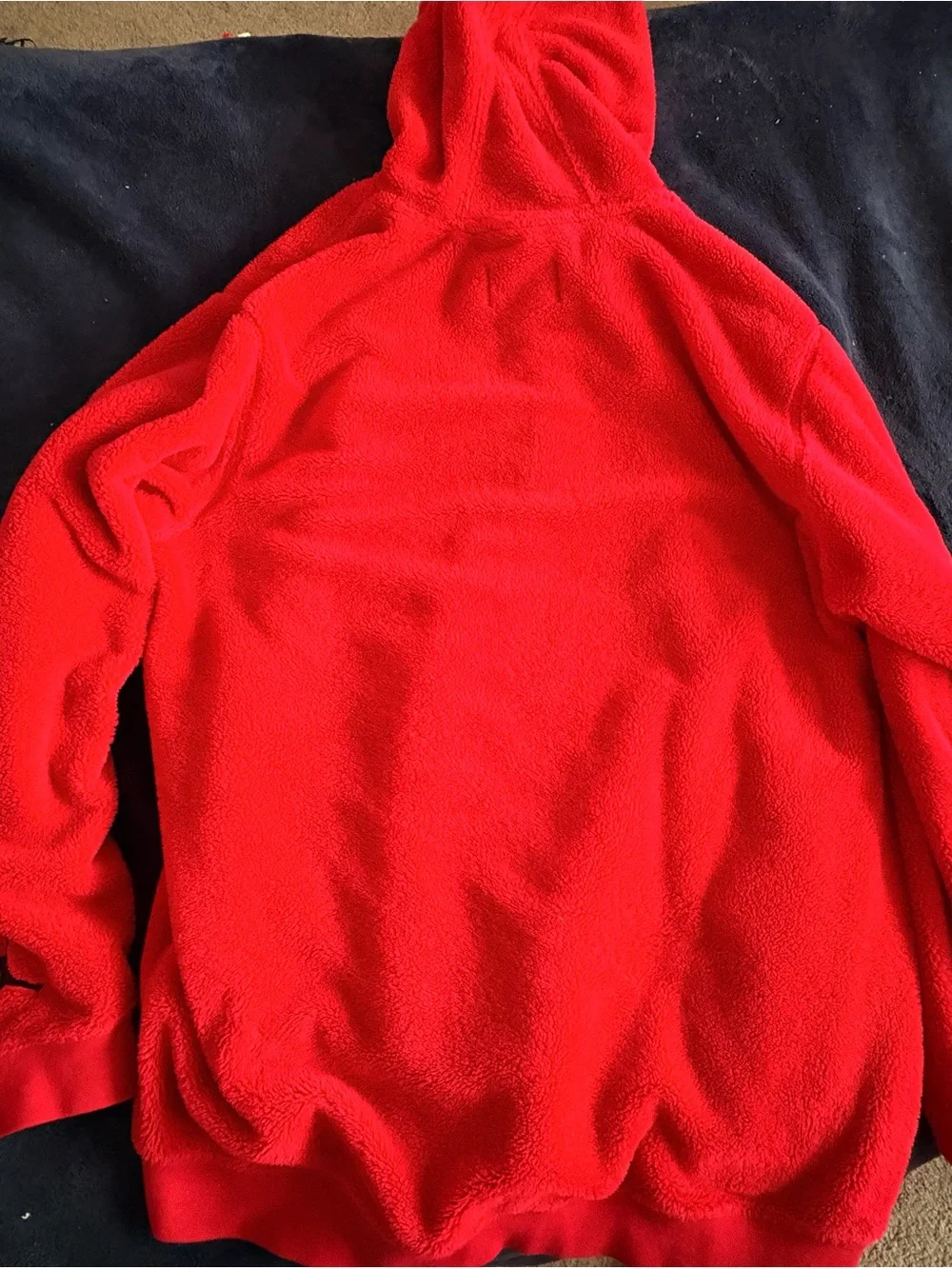 Fluffy Jordan Red 'Flight' Sherpa Pullover Hoodie